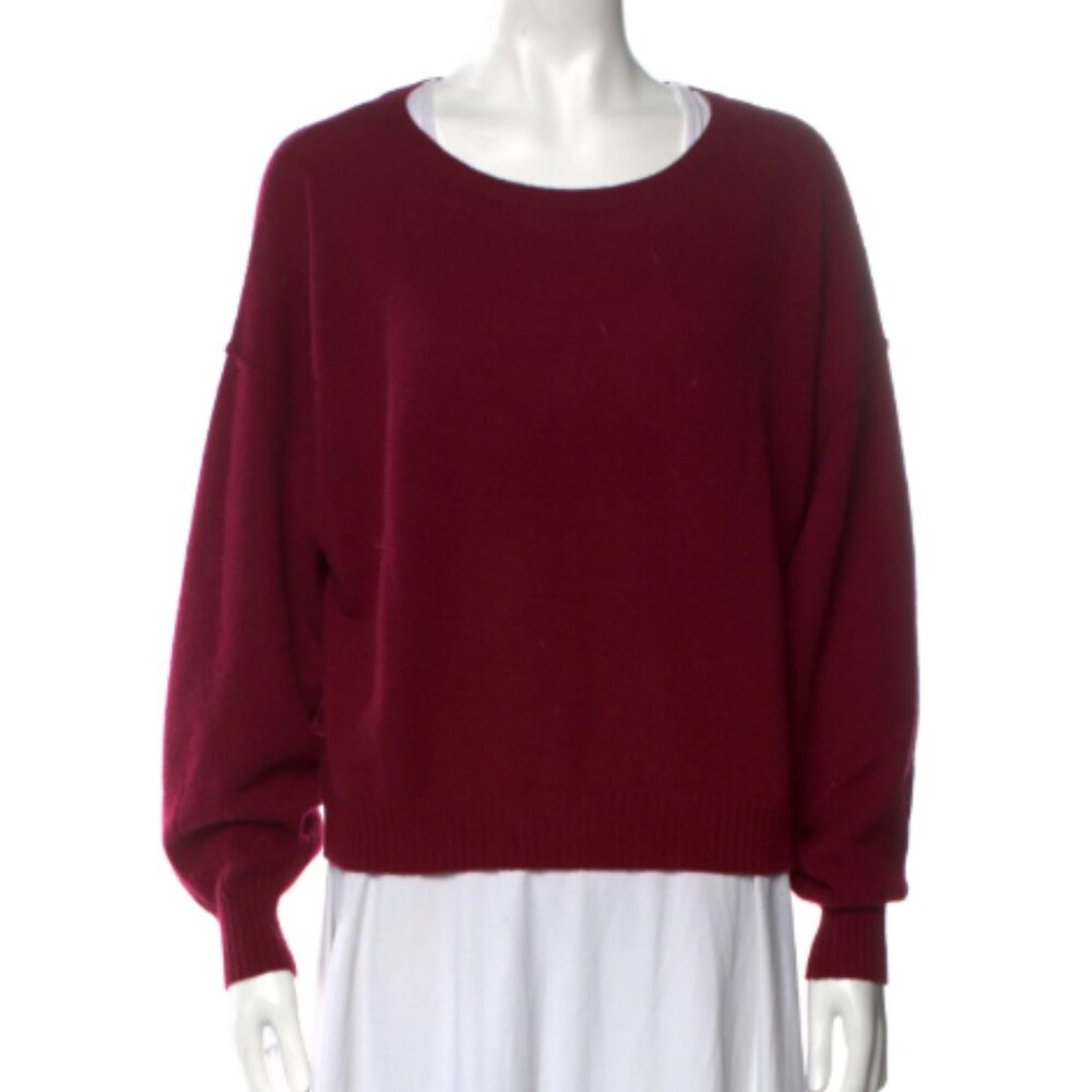 Crush Cashmere Scoop Neck Sweater in Burgundy | Size XS
